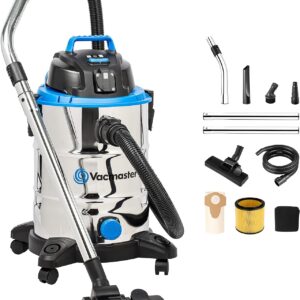 Vacmaster VQ1530SFDC Aspirateur eau et poussière, aspirateur à fonction souffleur, aspirateur industriel en acier inoxydable avec et sans sac 1500 W 30 L