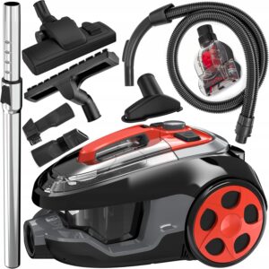 Aspirateur cyclonique sans sac Lehmann Typhoon 4000 watts | avec jeu d'accessoires | Aspirateur puissant avec jeu de buses | Filtre HEPA, brosse turbo, réservoir à poussière de 2,5 L