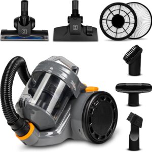 Zeegma Zonder Base Jet Aspirateur sans sac 899 W Technologie Cyclone Performance Power Collecteur de poussière Brosse Turbo 2 L 2 filtres HEPA Accessoires Noir