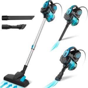 Aspirateur à balai filaire, puissant aspirateur à balai filaire, aspirateur vertical 3 en 1, filtre HEPA, aspirateur sans sac 600 W 18 000 Pa avec câble de 6 m de long, léger et portable pour la maison, les tapis et les sols durs