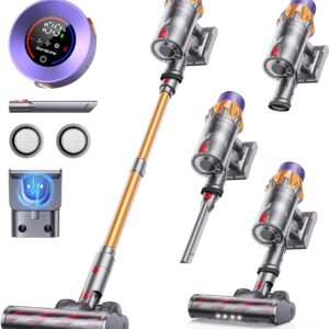 SunSare Aspirateur balai sans fil 550 W/45 KPA, aspirateur balai puissant 2024, batterie amovible de 60 minutes, chargement mural, aspirateur sans fil X7A, écran LCD pour sols en bois dur, tapis, poils d'animaux