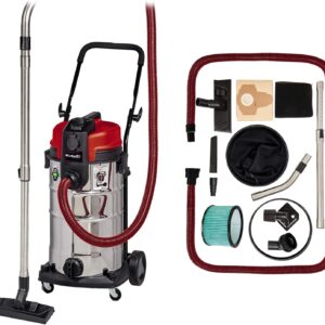 Aspirateur de chantier Einhell TE-VC 2340 SAC (1 200 W, réservoir 40L, système de filtration poussières fines, spécial plâtre) Vendu avec plusieurs buses et filtres