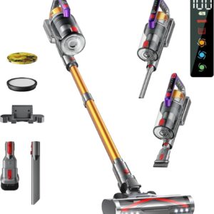Aspirateur balai sans fil Kissof, aspirateur sans fil 550W/45KPA/70min écran LED avec manche aromatisé/autonome/bimode, brosse V-EMM VOG.